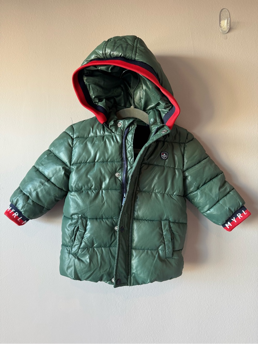Mayoral Baby Boy‎ Green Hooded Puffer Jacket Winter Coat Size 9 Months